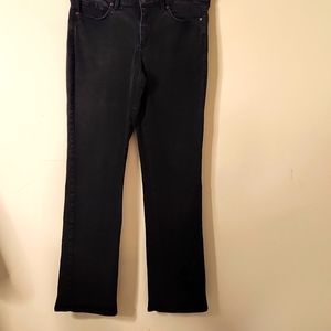 NYDJ. Black denim jeans.  The " Marilyn straight  jean with Lift/tuck technology